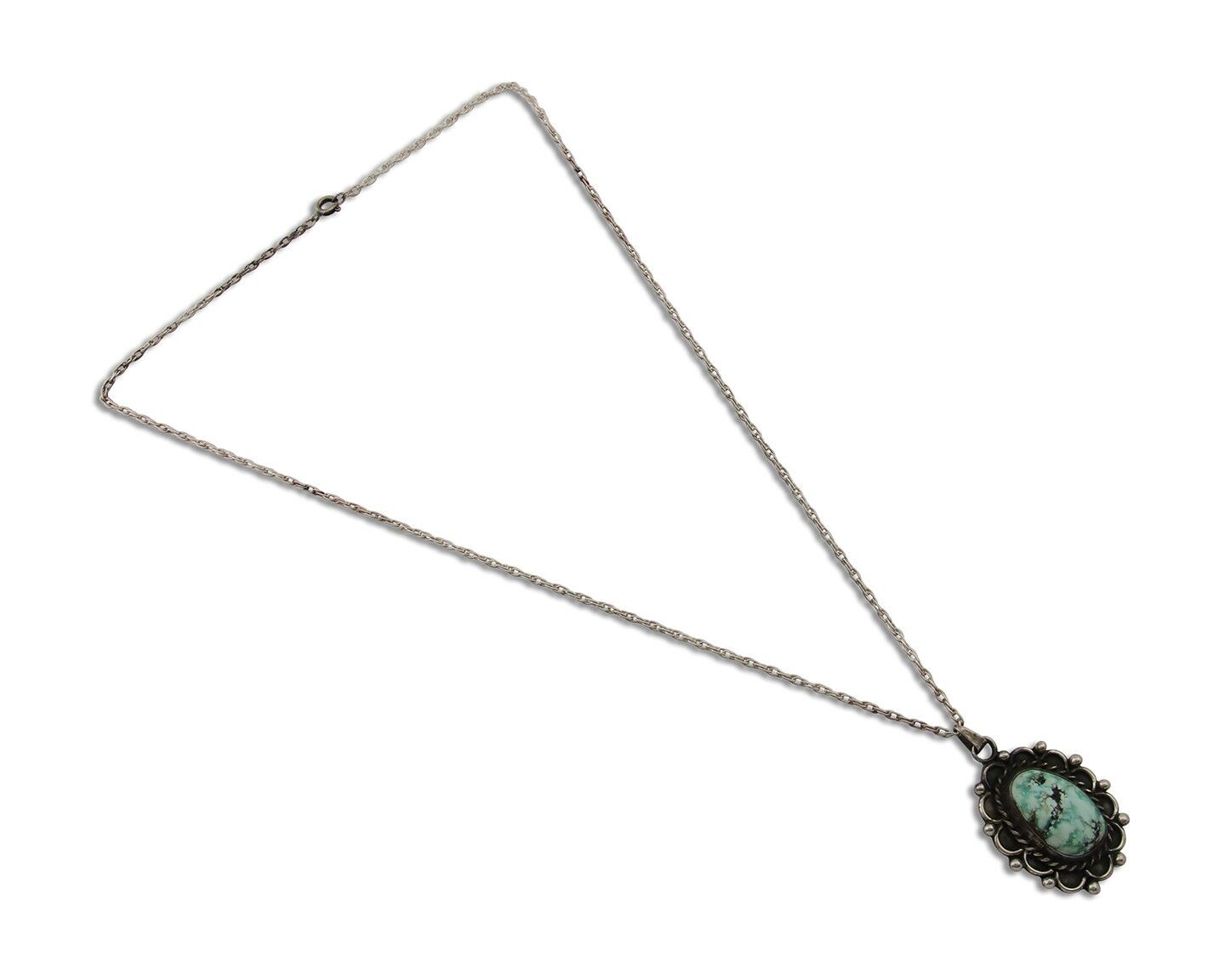 Navajo Necklace 925 Silver Natural Turquoise Native American Artist C.80's