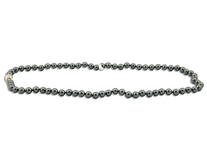 Navajo Hand Strung Natural Mined Hematite .925 Silver Stand Necklace