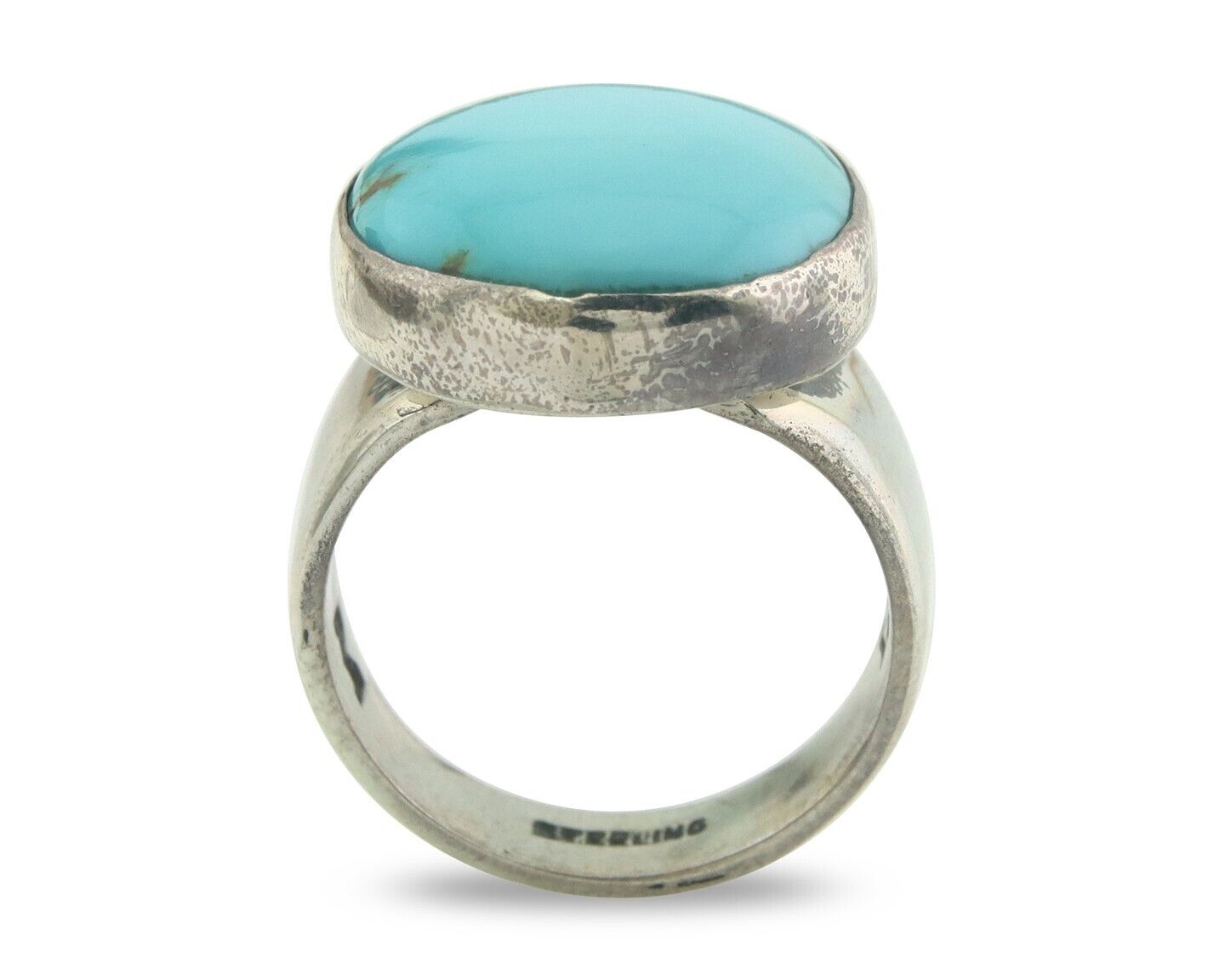 Navajo Ring 925 Sterling Turquoise Handmade Signed M Montoya C.80's Size 8.25