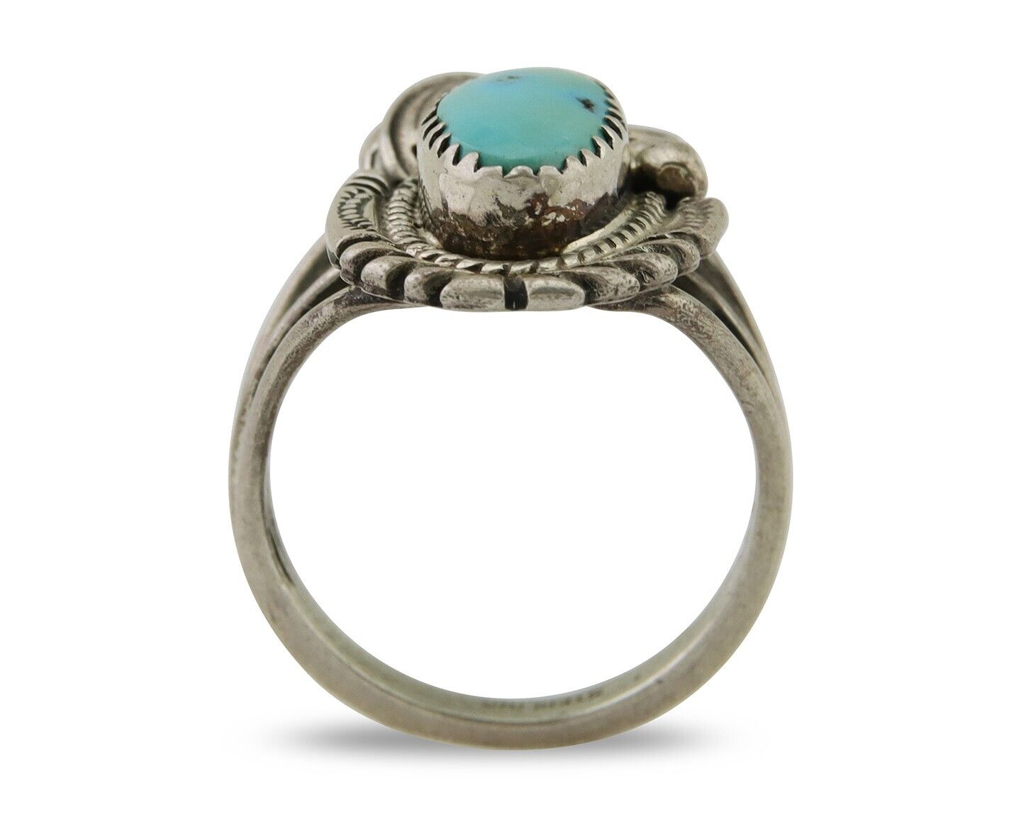 Navajo Ring 925 Silver Natural Blue Turquoise Native American Artist C.80's