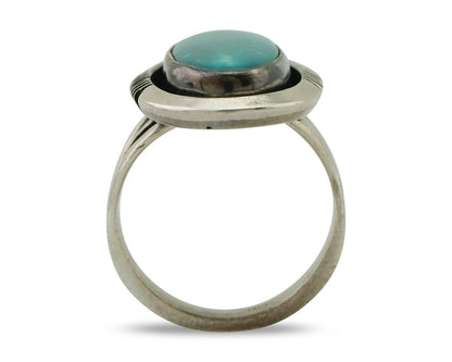 Navajo Ring 925 Silver Natural Kingman Turquoise Native American Artist C.80's