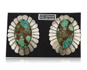 Navajo Handmade Earrings 925 Silver Turquoise Native American Artist C.80s