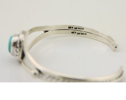 Navajo Bracelet 925 Silver Blue Turquoise Artist Signed Gecko C.80's