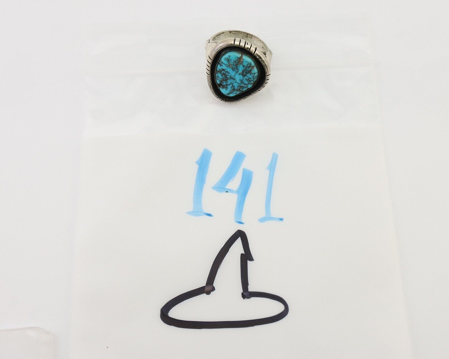 Navajo Ring 925 Silver Sleeping Beauty Turquoise Signed M Montoya C.80's