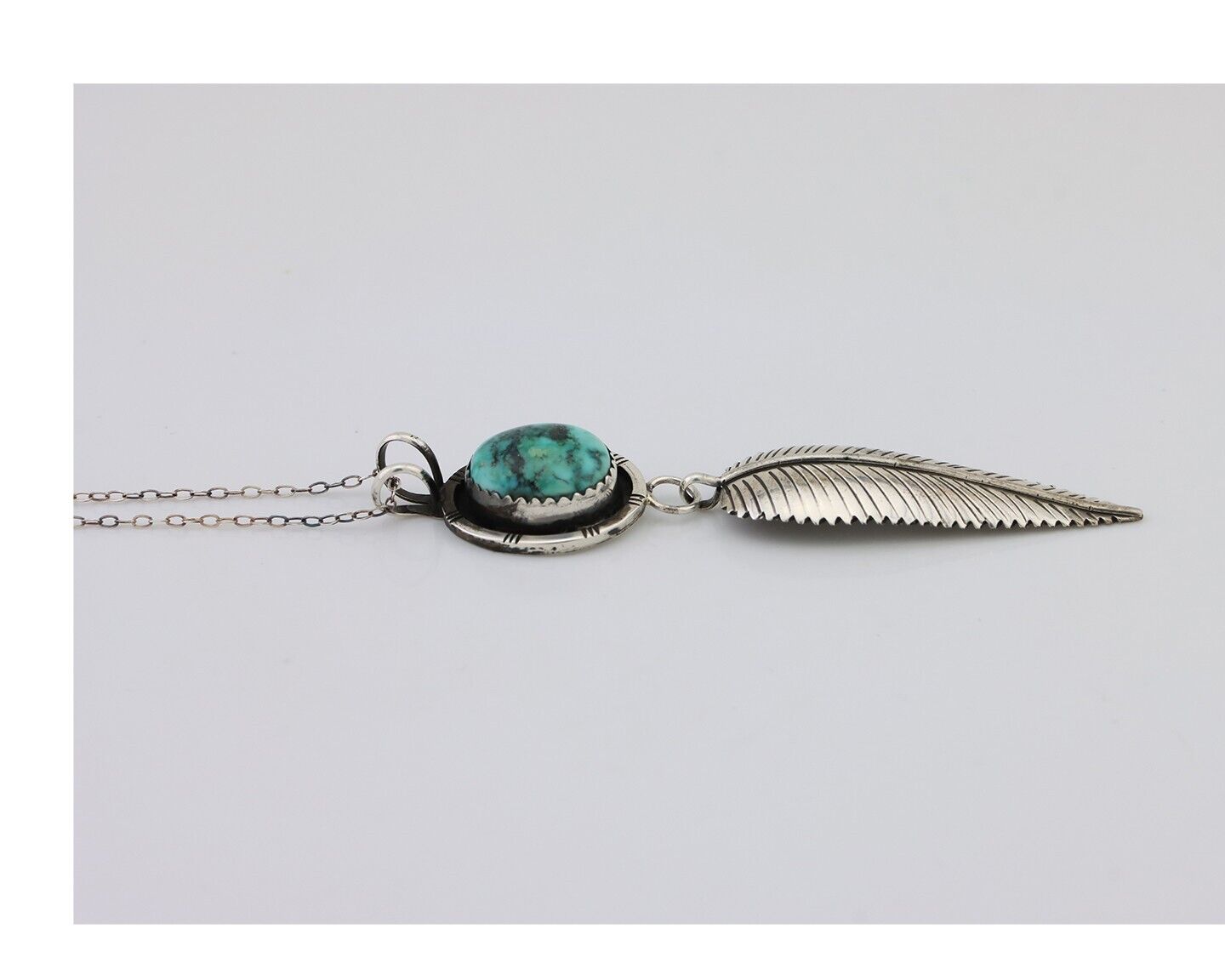 Navajo Necklace 925 Silver Natural Mined Turquoise Artist Signed P C.90s