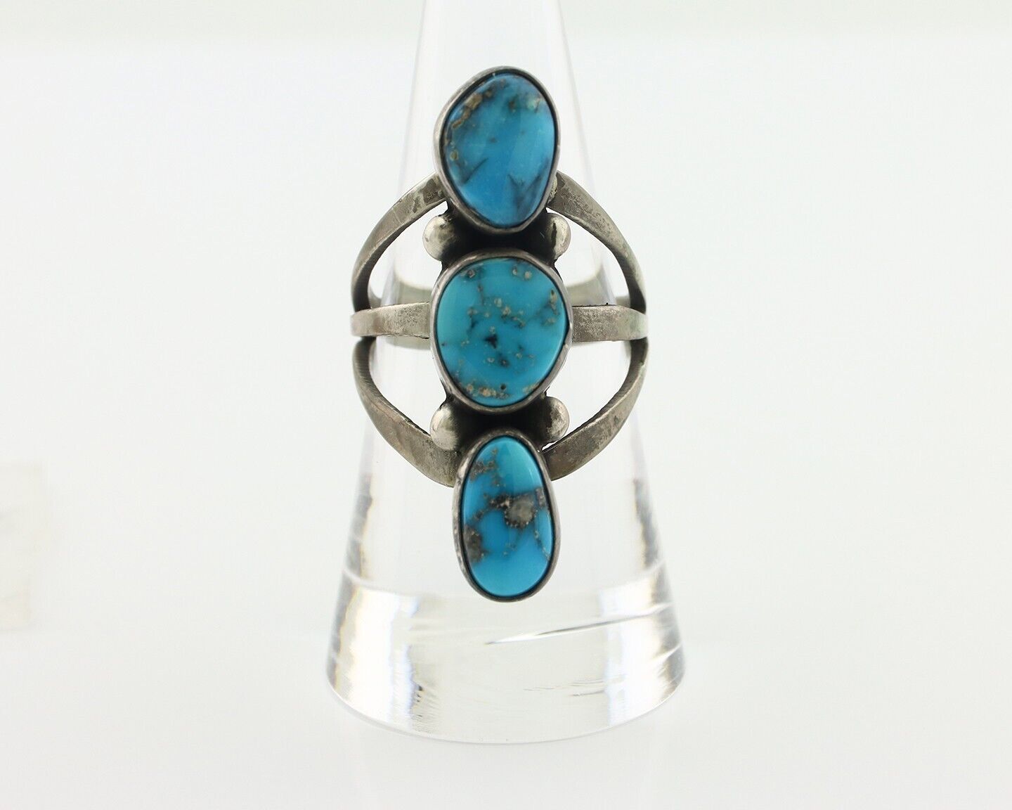 Navajo Ring 925 Silver Natural Blue Turquoise Native American Artist C.80's