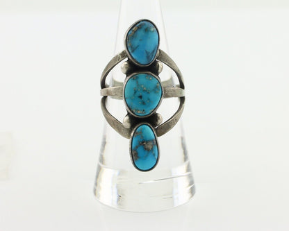 Navajo Ring 925 Silver Natural Blue Turquoise Native American Artist C.80's