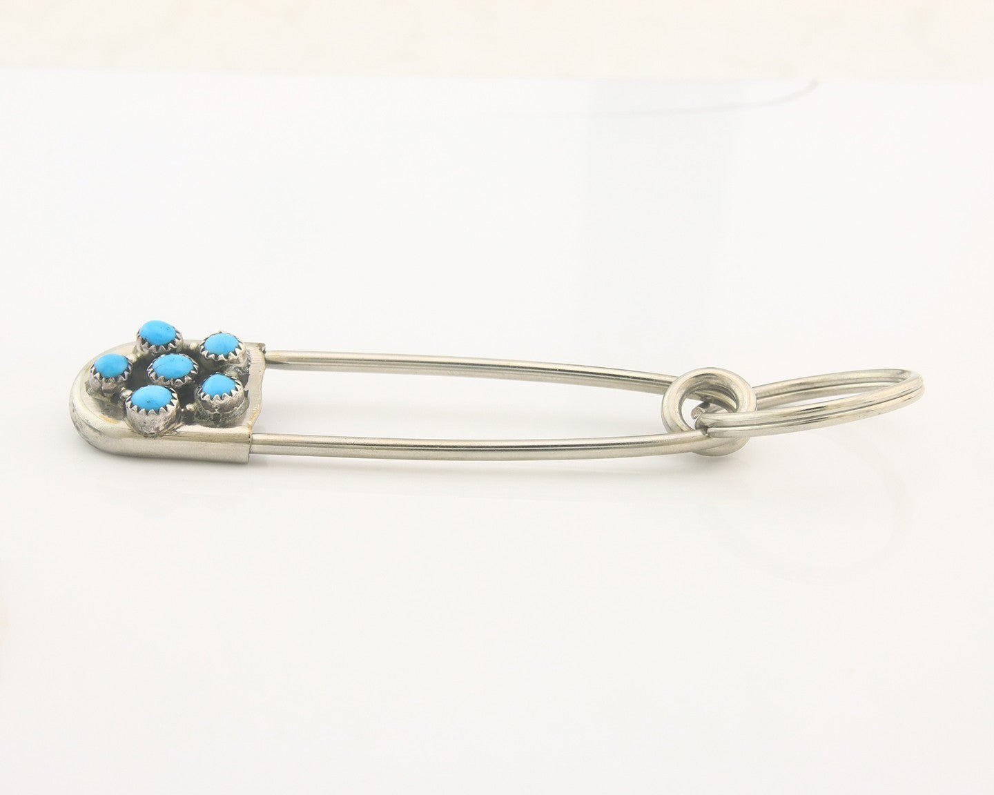 Navajo Key Chain .925 Silver Natural Turquoise Handmade Native American Artist