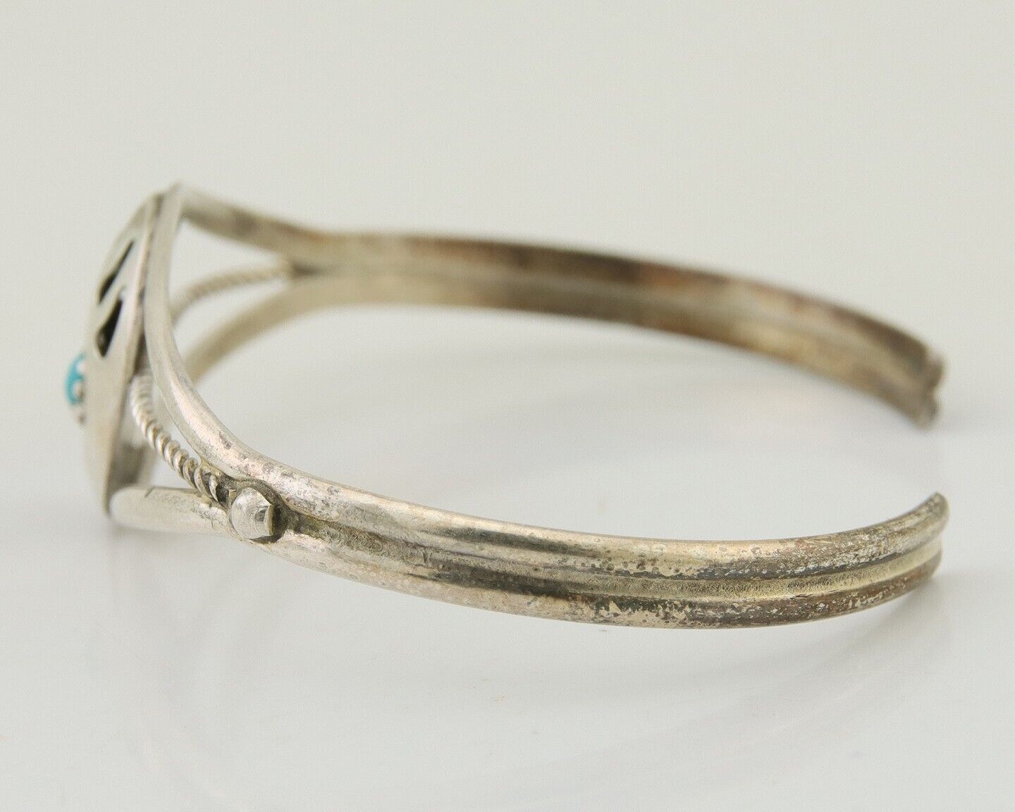 Navajo Paw Bracelet 925 Silver Blue Turquoise Native American Artist C.80's