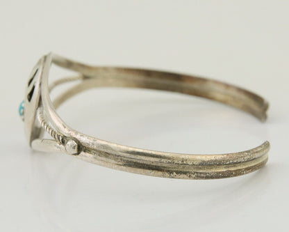 Navajo Paw Bracelet 925 Silver Blue Turquoise Native American Artist C.80's