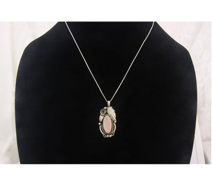 Navajo Sterling Silver Necklace Pink Muscle Authentic Vintage Sign Justin Morris