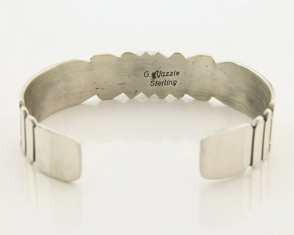 Navajo Cuff Bracelet Sterling Silver Morenci Turquoise Vintage Signed G Yazzie