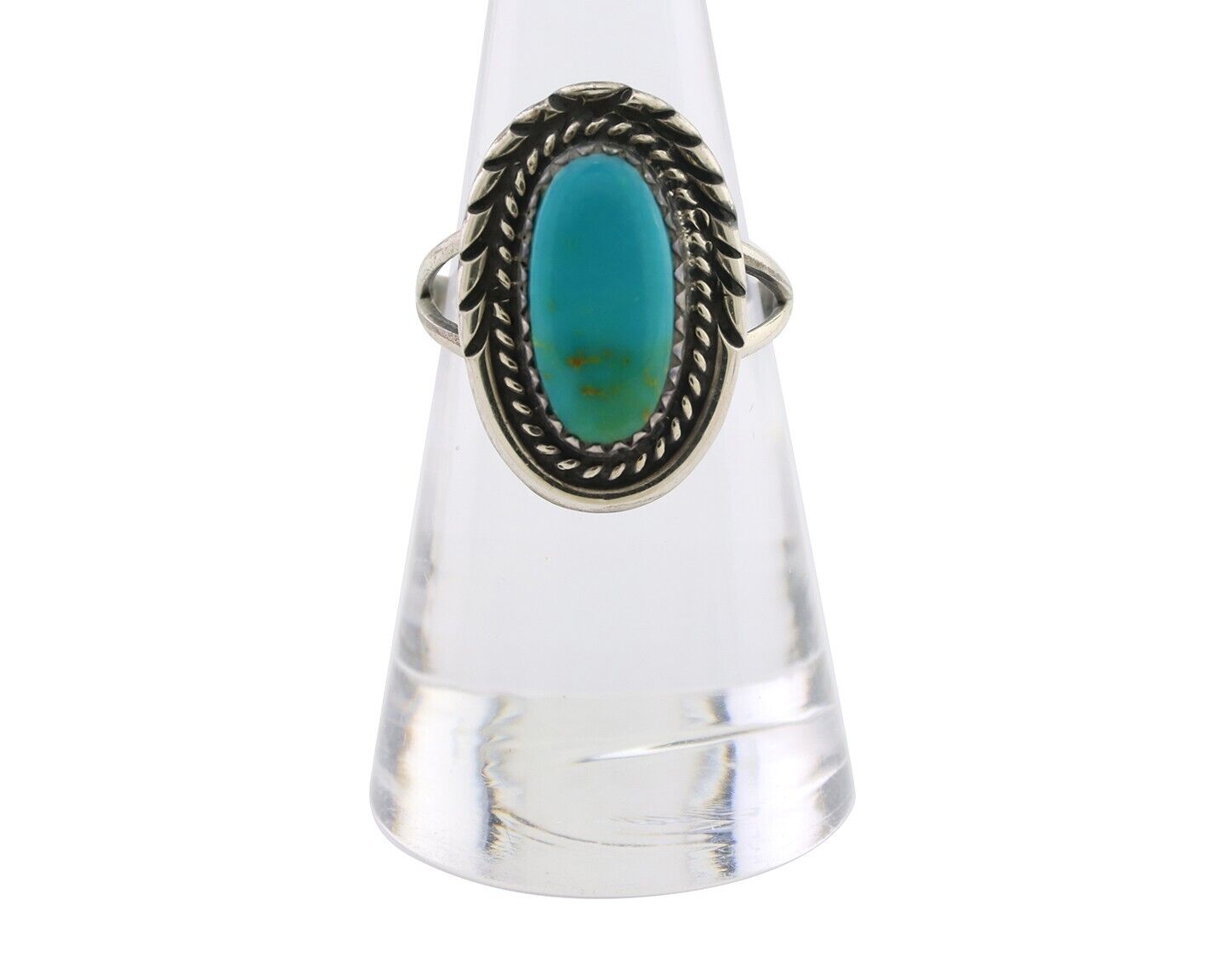 Navajo Handmade Ring 925 Silver Kingman Turquoise Size 7.0 C.80's