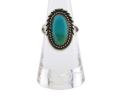 Navajo Handmade Ring 925 Silver Kingman Turquoise Size 7.0 C.80's