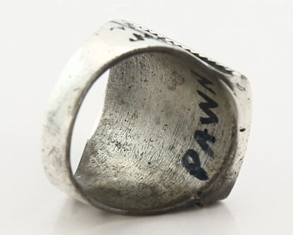 Men Navajo Ring Sterling Silver Natural Gemstones Handmade Vintage Size 11
