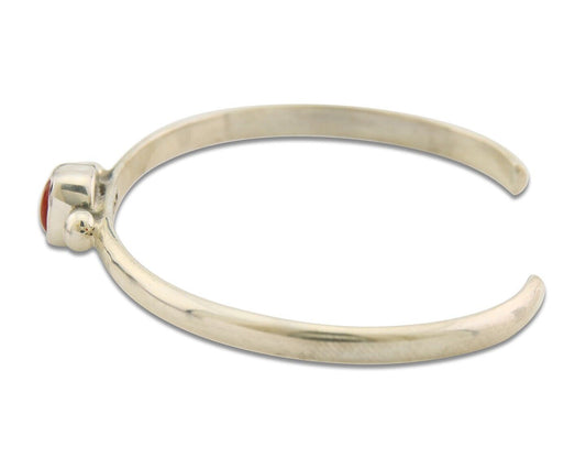 Navajo Bracelet .925 Silver Natural Red Coral Cuff Native American Artist C.80's