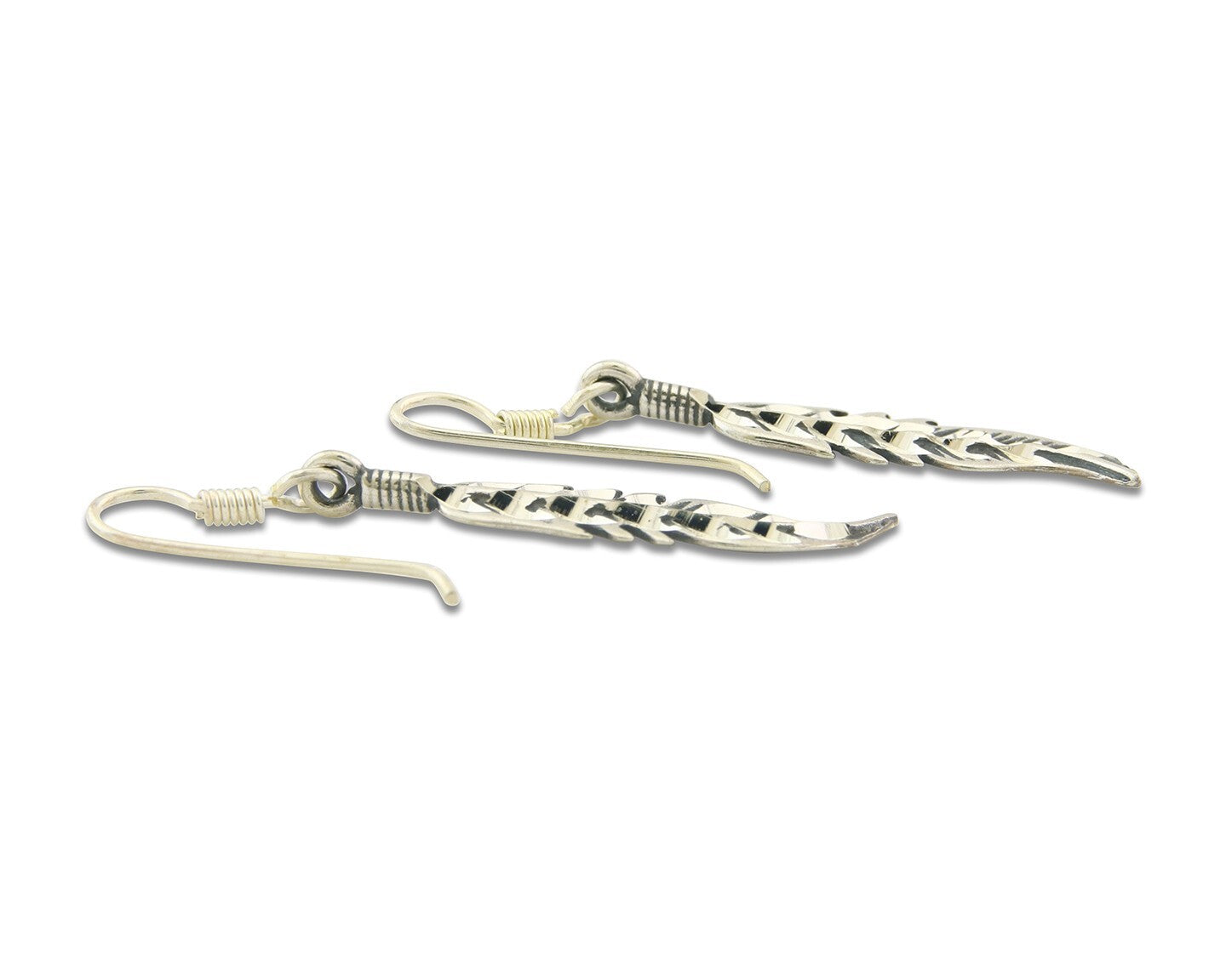 Navajo Feather Earrings Sterling Silver Dangle Vintage Authentic Signed Masha