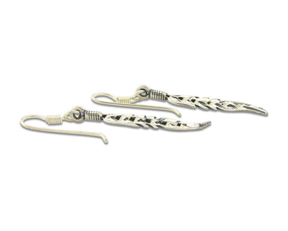 Navajo Feather Earrings Sterling Silver Dangle Vintage Authentic Signed Masha