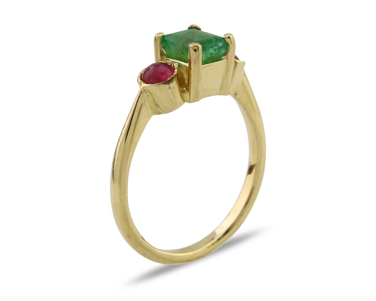 Natural Mined Emerald & Burma Ruby Ring 1.30 ct 18k Solid Gold