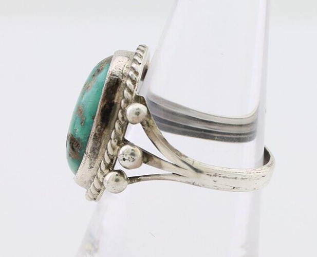 Navajo Ring 925 Silver Natural Blue Turquoise Artist Signed MC C.80's