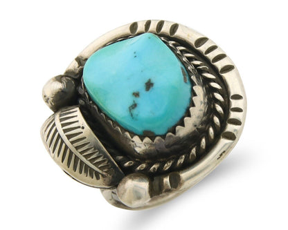 Navajo Ring 925 Sterling Natural Blue Turquoise Native Artist C.80's Size 5.0
