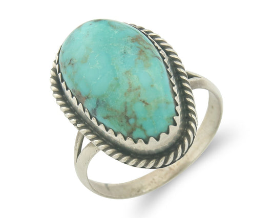 Vintage Navajo Ring 925 Sterling Authentic Santa Rita Turquoise Size 5.5