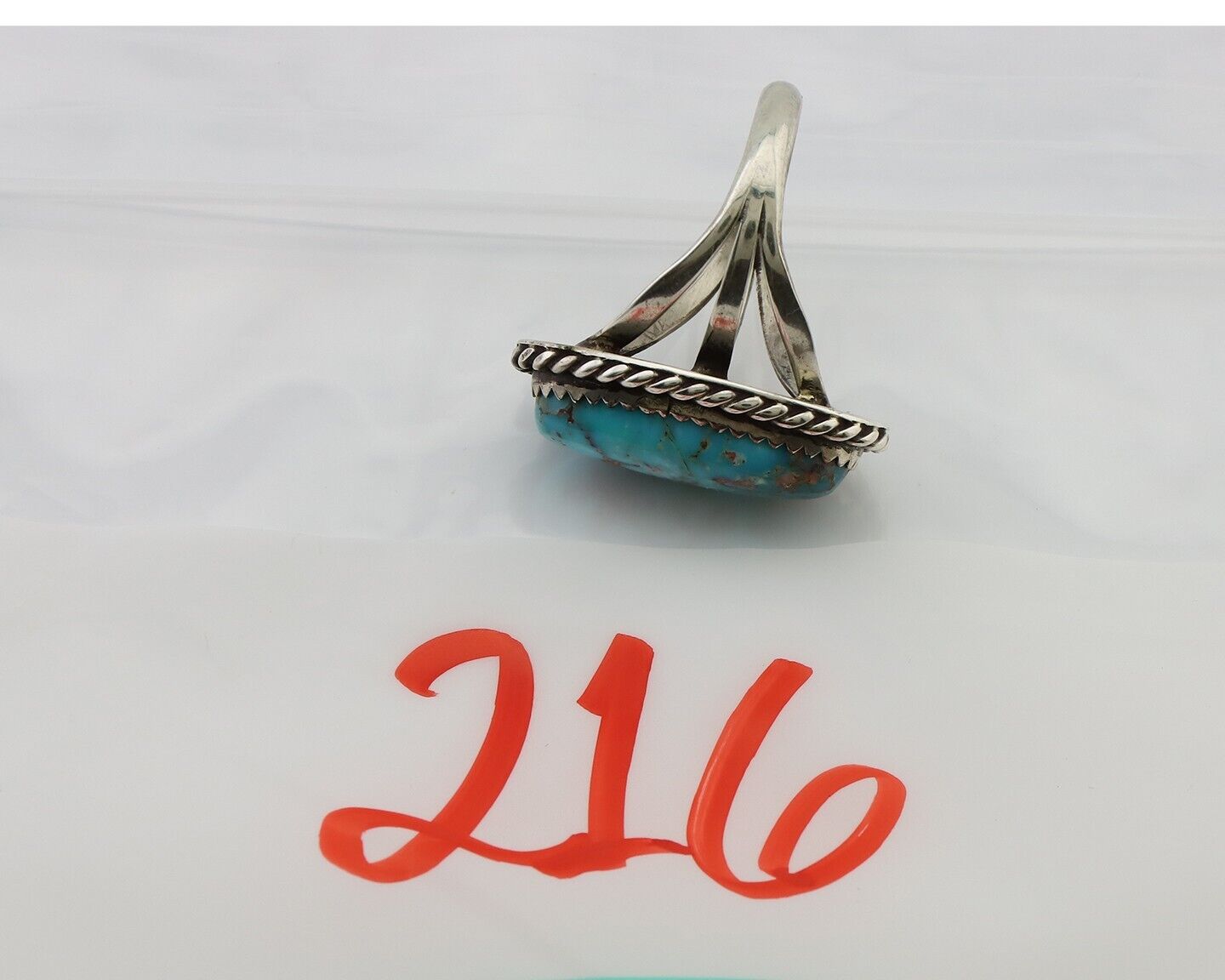 Navajo Ring 925 Silver Natural Turquoise Native American Artist C.80's