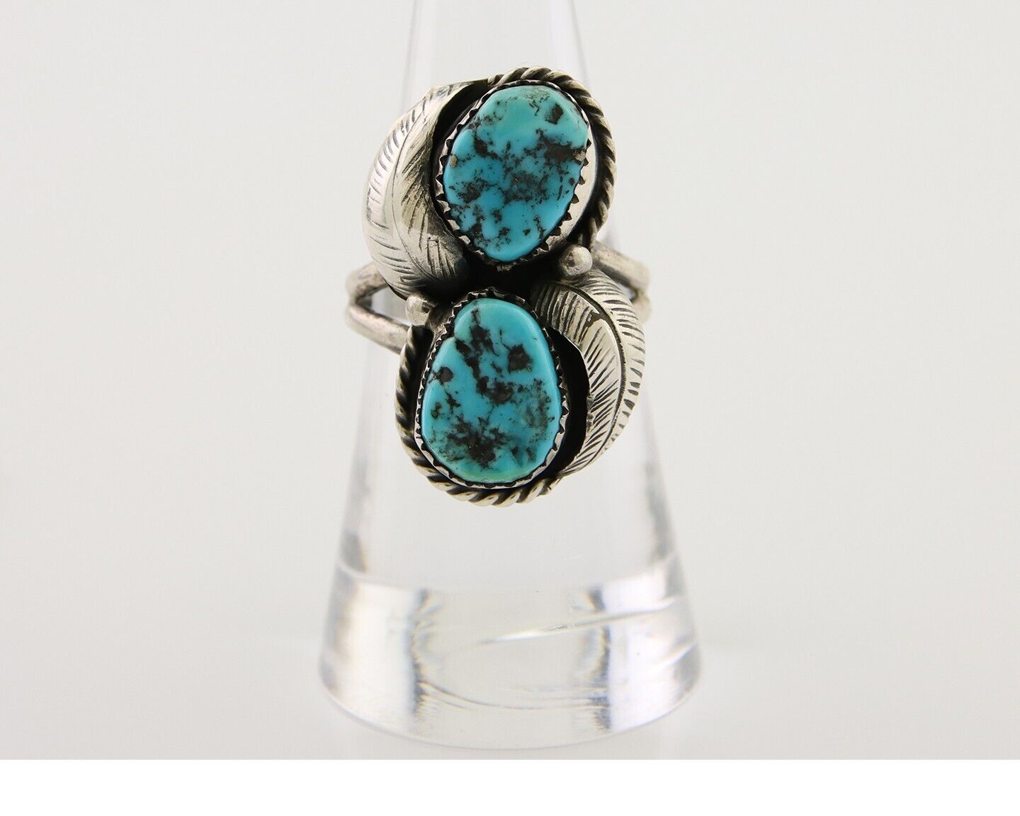 Navajo Ring 925 Silver Natural Blue Turquoise Native American Artist C.80's