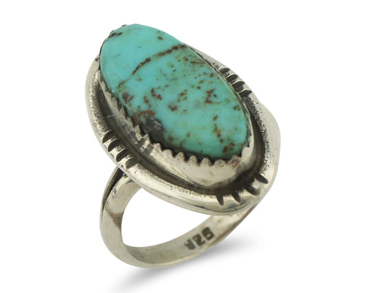 Navajo Ring .925 Silver Natural Blue Turquoise Native American Artist C.80's