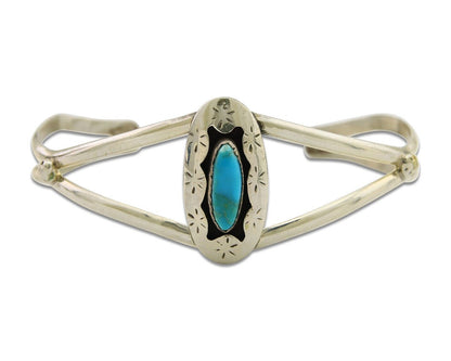 Navajo Cuff Bracelet 925 Silver Turquoise Cuff Artist Signed IJC C.80's