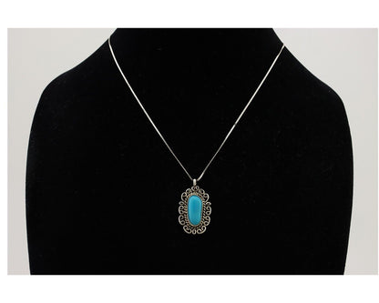 Navajo Necklace Pendant 925 Silver Turquoise Artist Wayne Etsitty C.80's
