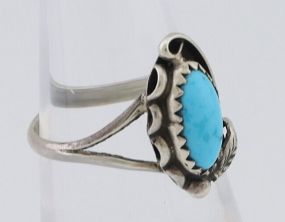 Navajo Handmade Ring 925 Silver Sleeping Beauty Turquoise Artist Signed SC C80s