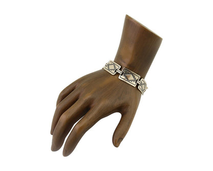 Navajo Hamdmade Link Bracelet 925 Silver Native American Artist C.80's