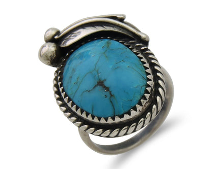 Navajo Handmade Ring 925 Silver Natural Turquoise Native Artist C.80's