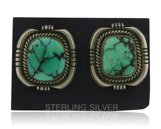 Navajo Earrings 925 Silver Natural Turquoise Artist Signed G C.80's