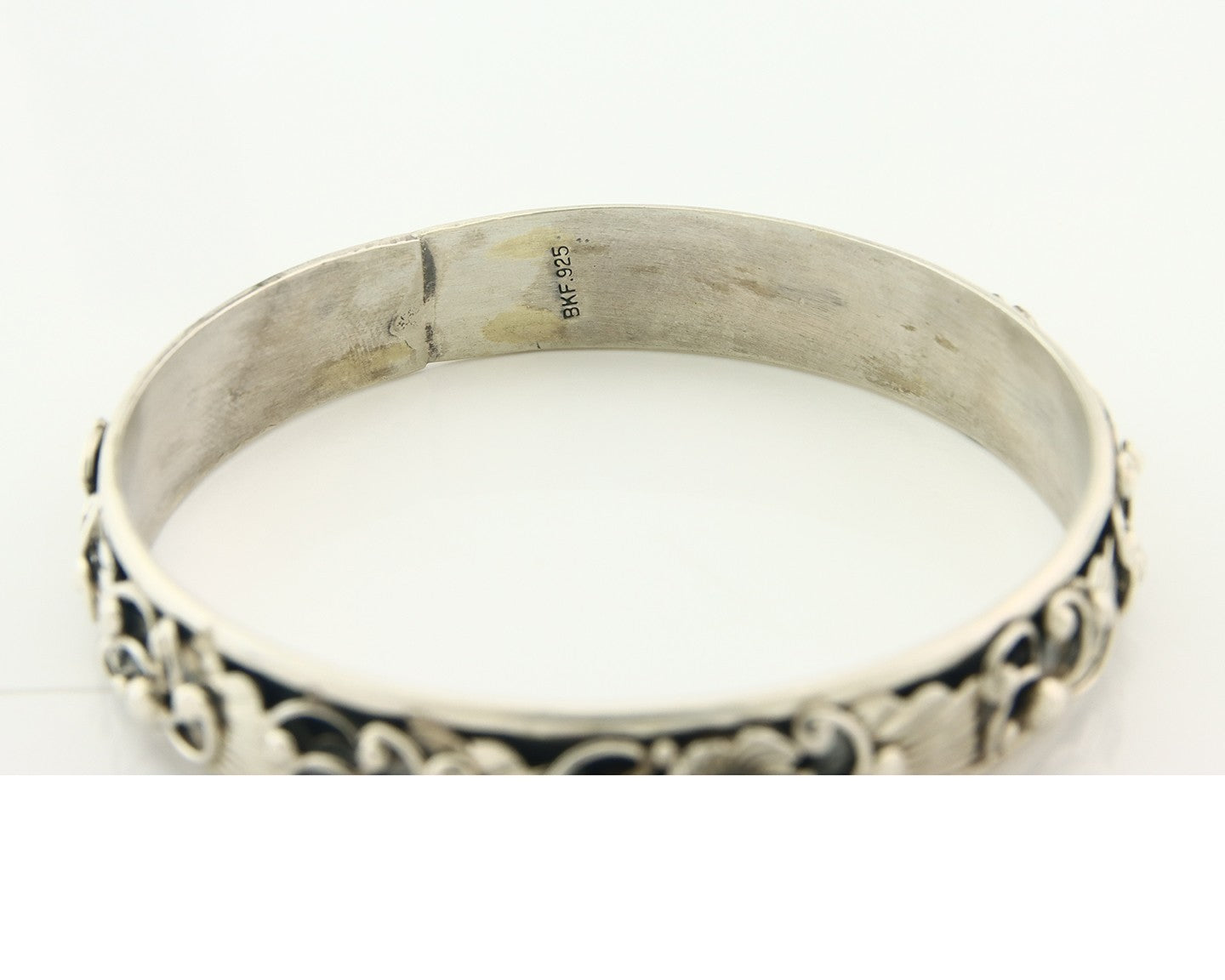 Vintage Navajo Bangle Bracelet Sterling Silver Hand Stamped Signed BFS