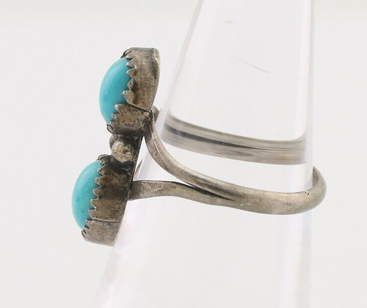 Navajo Ring 925 Silver Natural Turquoise Native American Artist C.80's