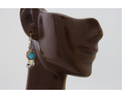 Navajo Earrings 925 Silver Blue Turquoise Artist Signed Kee Tsosie C.80's