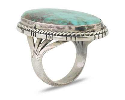 Navajo Ring 925 Silver Spiderweb Turquoise Native American Artist C.80's
