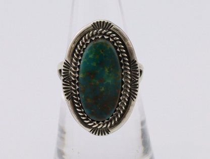 Navajo Hand Stamped Ring 925 Silver Natural Turquoise Native Artist C.80's