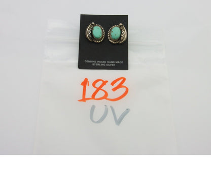 Navajo Earrings 925 Silver Natural Turquoise Native Artist C.80's