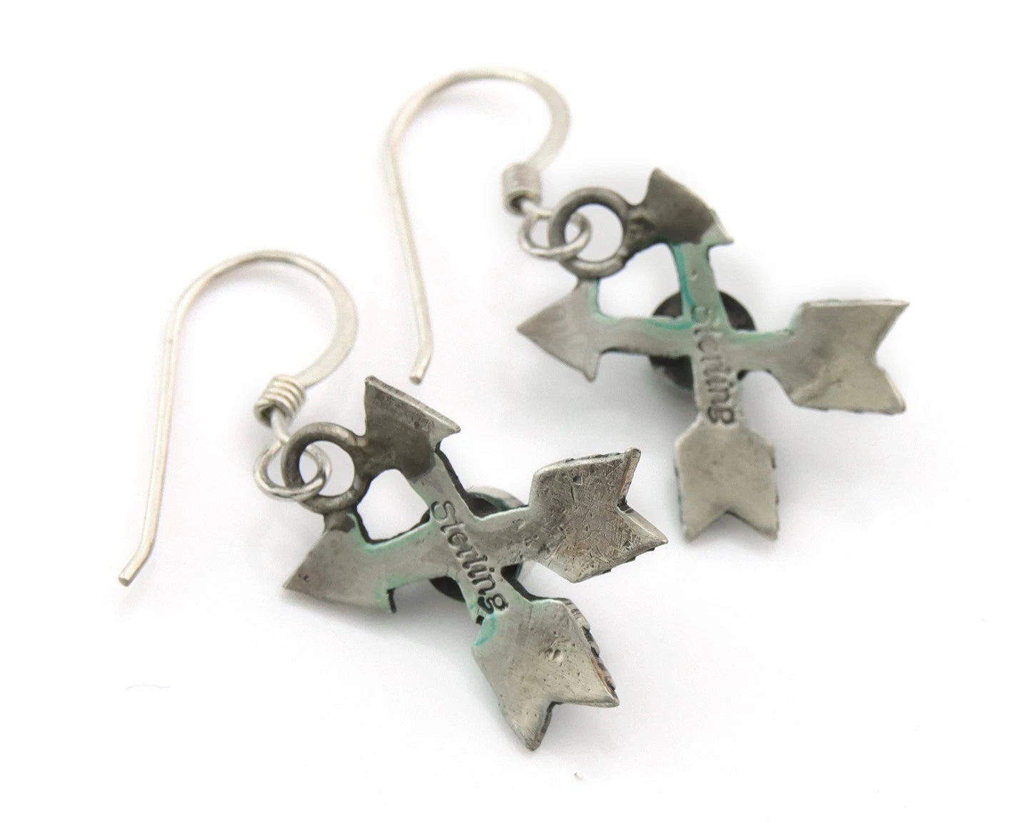 Navajo Arrow Earrings Sterling Silver Turquoise Handmade Vintage Native Artist