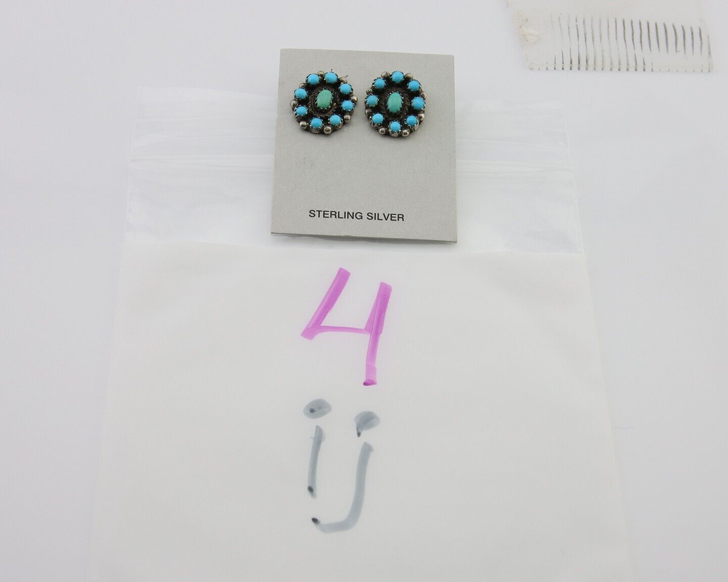 Navajo Shield Earrings 925 Silver Natural Turquoise Signed Nathaniel Curley C80s