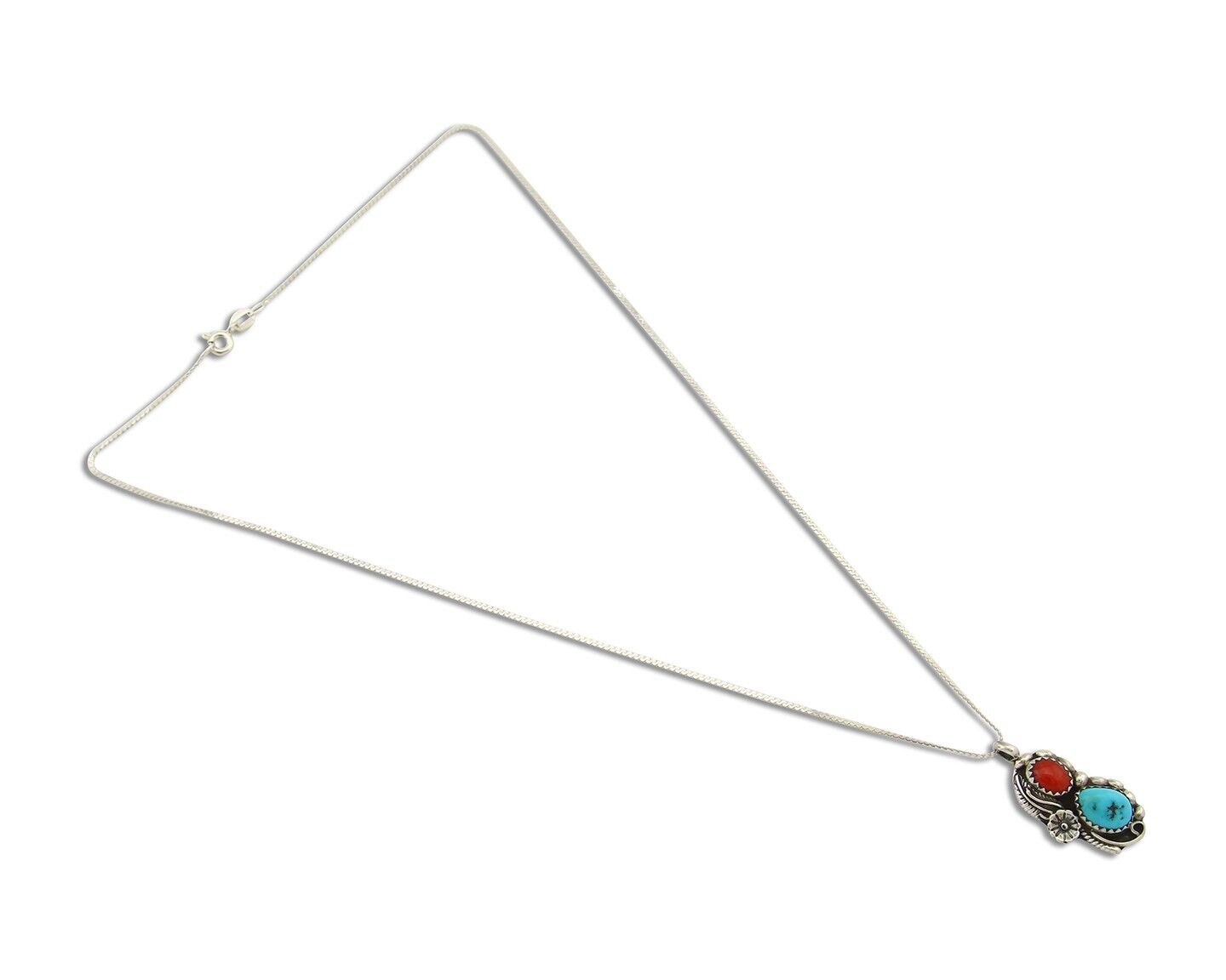 Navajo Necklace 925 Silver Spiderweb Turquoise Artist Signed SC C80s