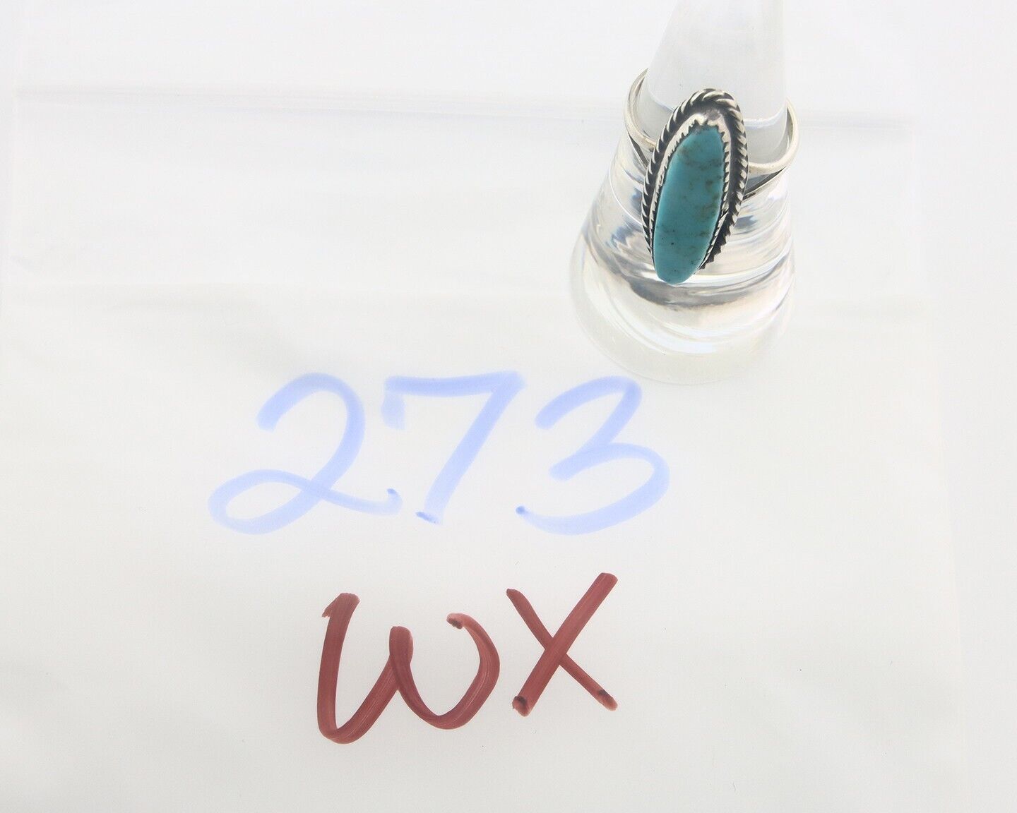 Navajo Ring 925 Sterling Natural Turquoise Native Artist C.80's Size 6.75