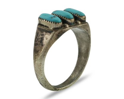 Zuni Ring .925 Silver Natural Sleeping Beauty Turquoise Signed R. LULE C.80's