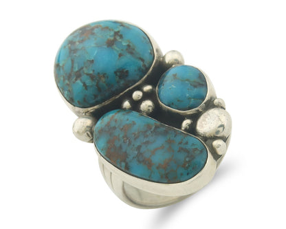 Vintage Navajo Ring 925 Sterling Authentic Turquoise Artist Signed D Size 9.0