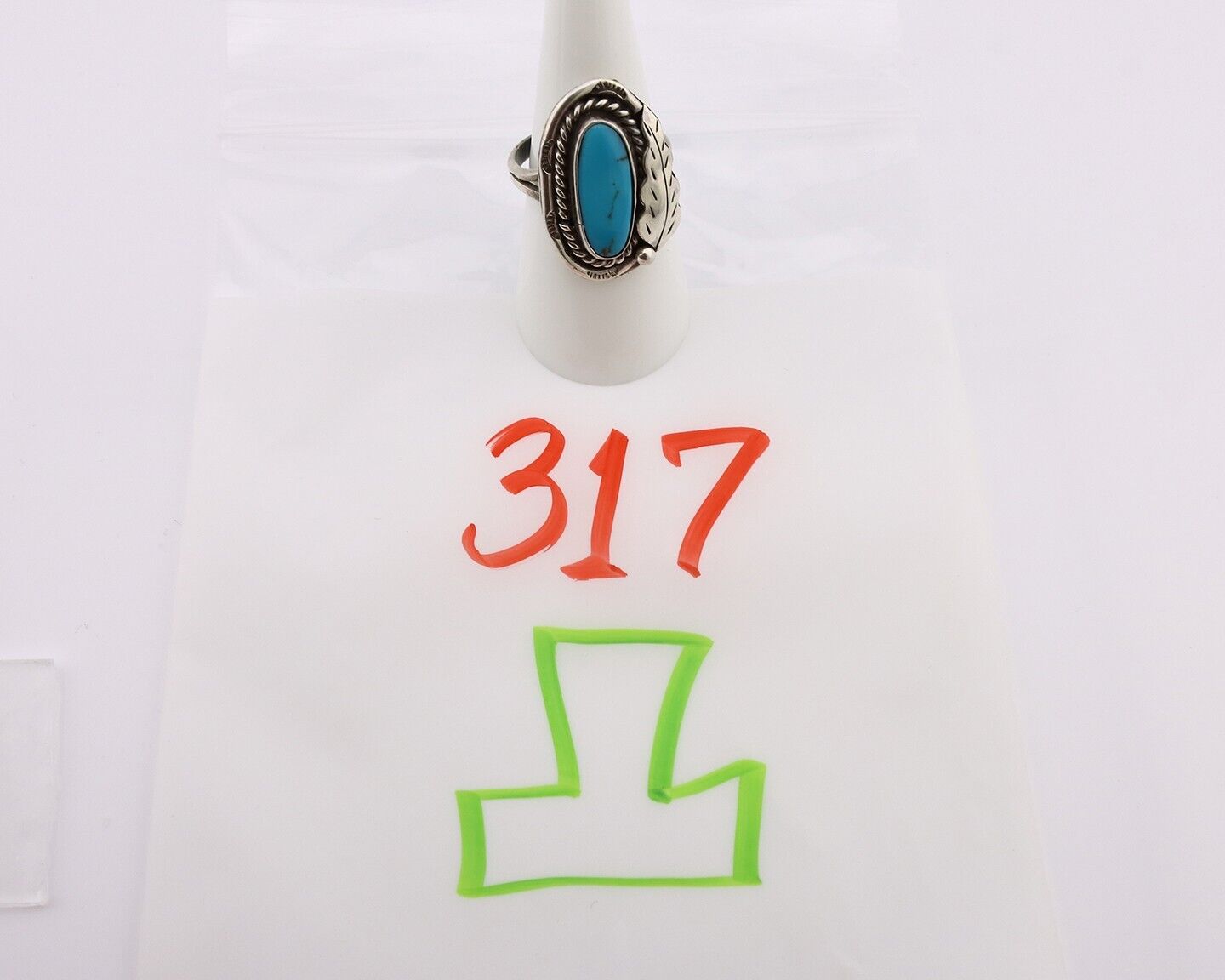 Navajo Handmade Ring 925 Silver Turquoise Artist Signed J C.80's