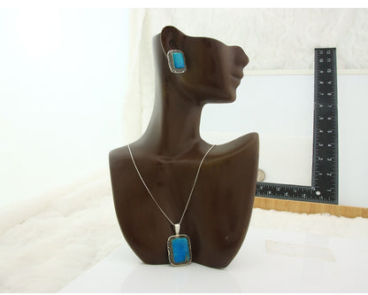 Navajo Necklace Earrings Set Sterling Silver Turquoise Vintage Signed Begay