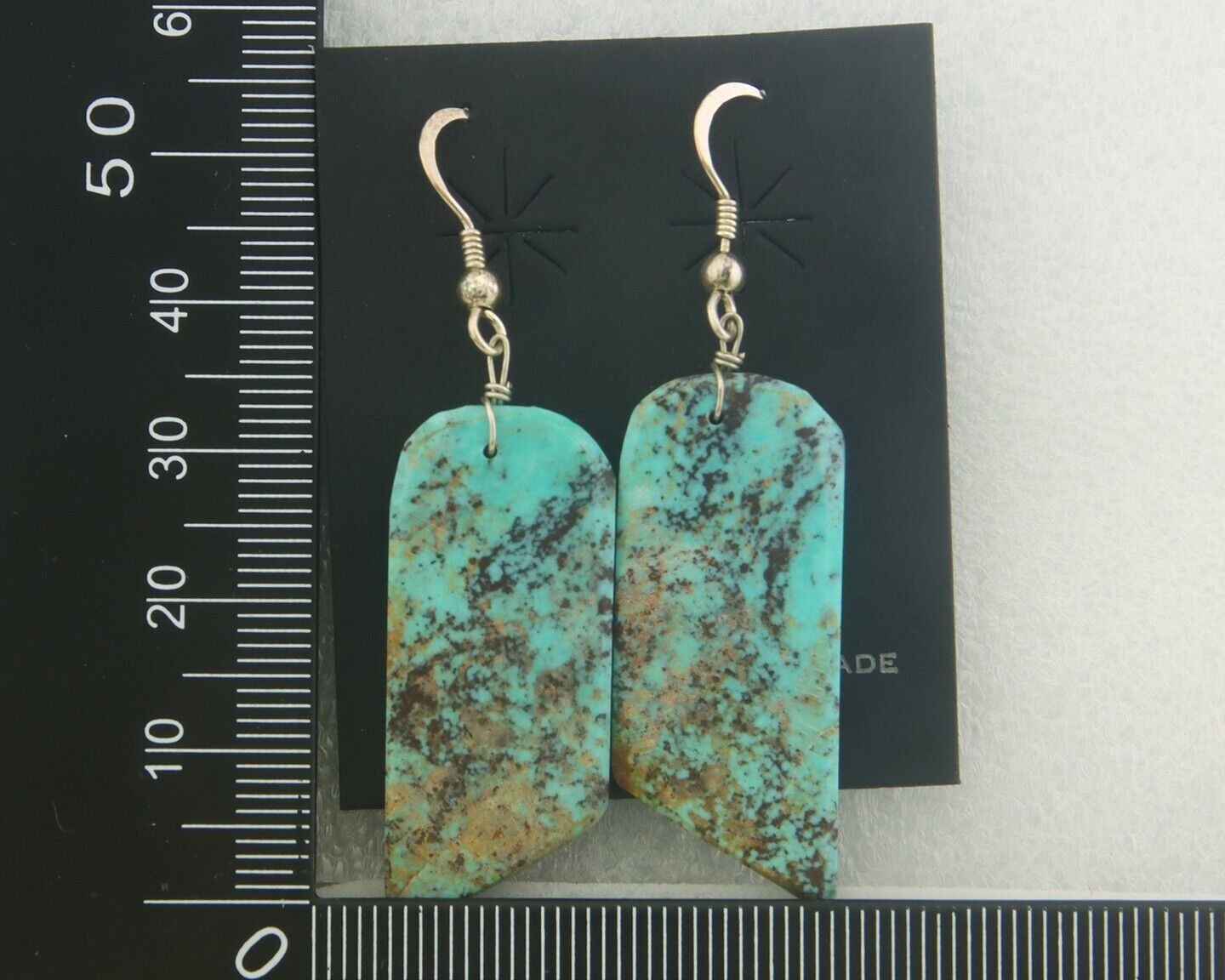 Santo Domingo Earrings 925 Silver Natural Turquoise Native American Artist C80s